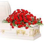 red carnation casket spray