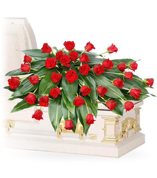 graceful 36 red rose casket spray